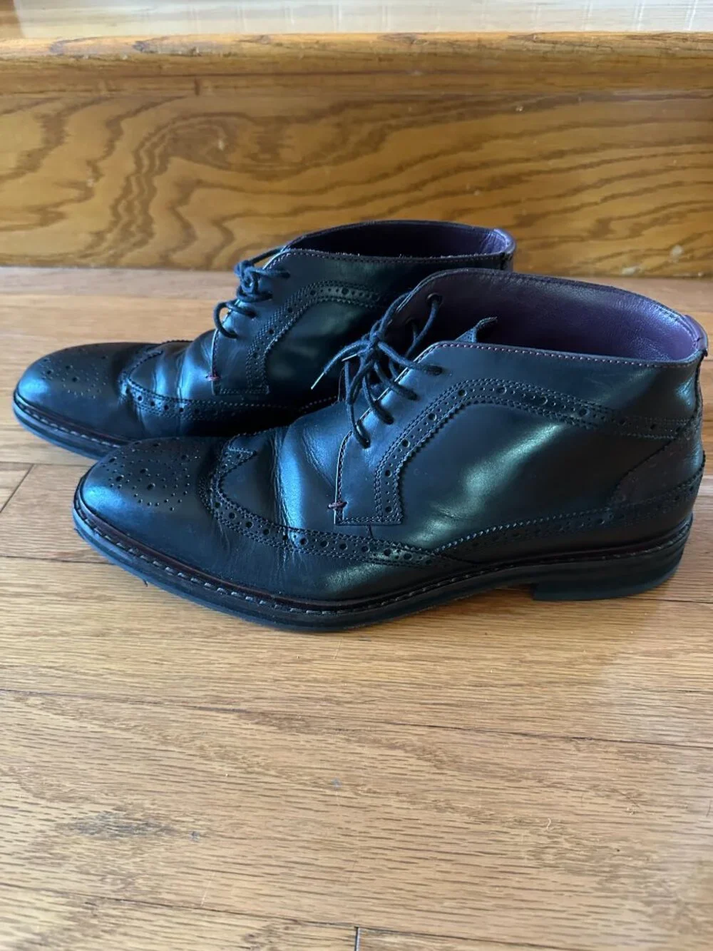Baker London Men's Black Leather Wingtip Chukka Boots Brogue US 10 EU 43